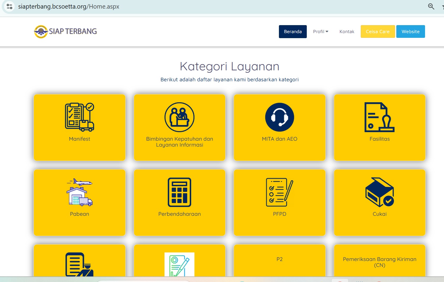 Pelayanan online dari Kantor Bea dan Cukai Soekarno-Hatta